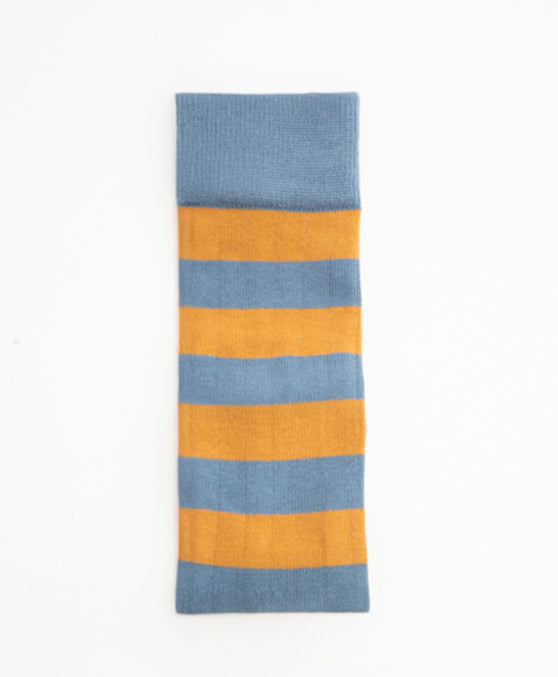 Calcetin Largo Rayas mostaza y azul