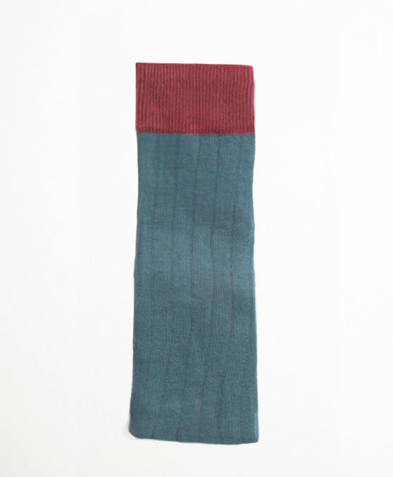 Ribbed Stargazer Calcetín Largo canalé azul petróleo y burdeos