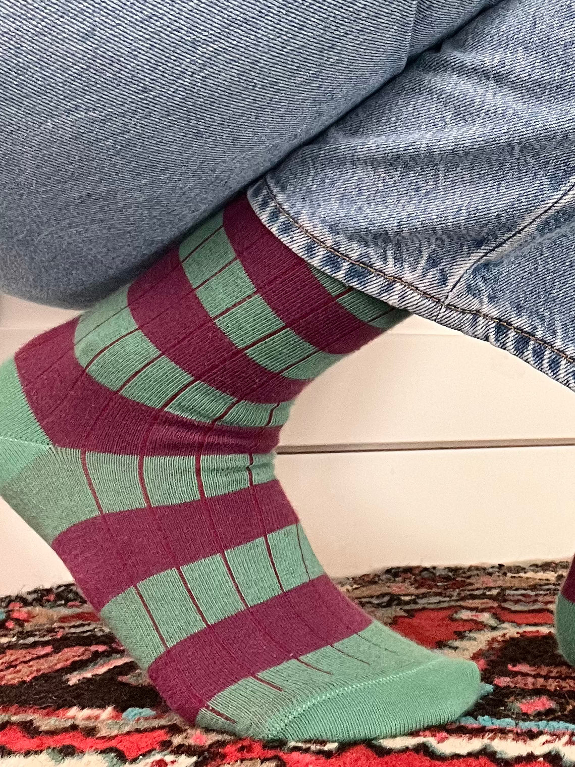 Stripes Burgundy Esmerald Largo Rayas Verde agua y guinda