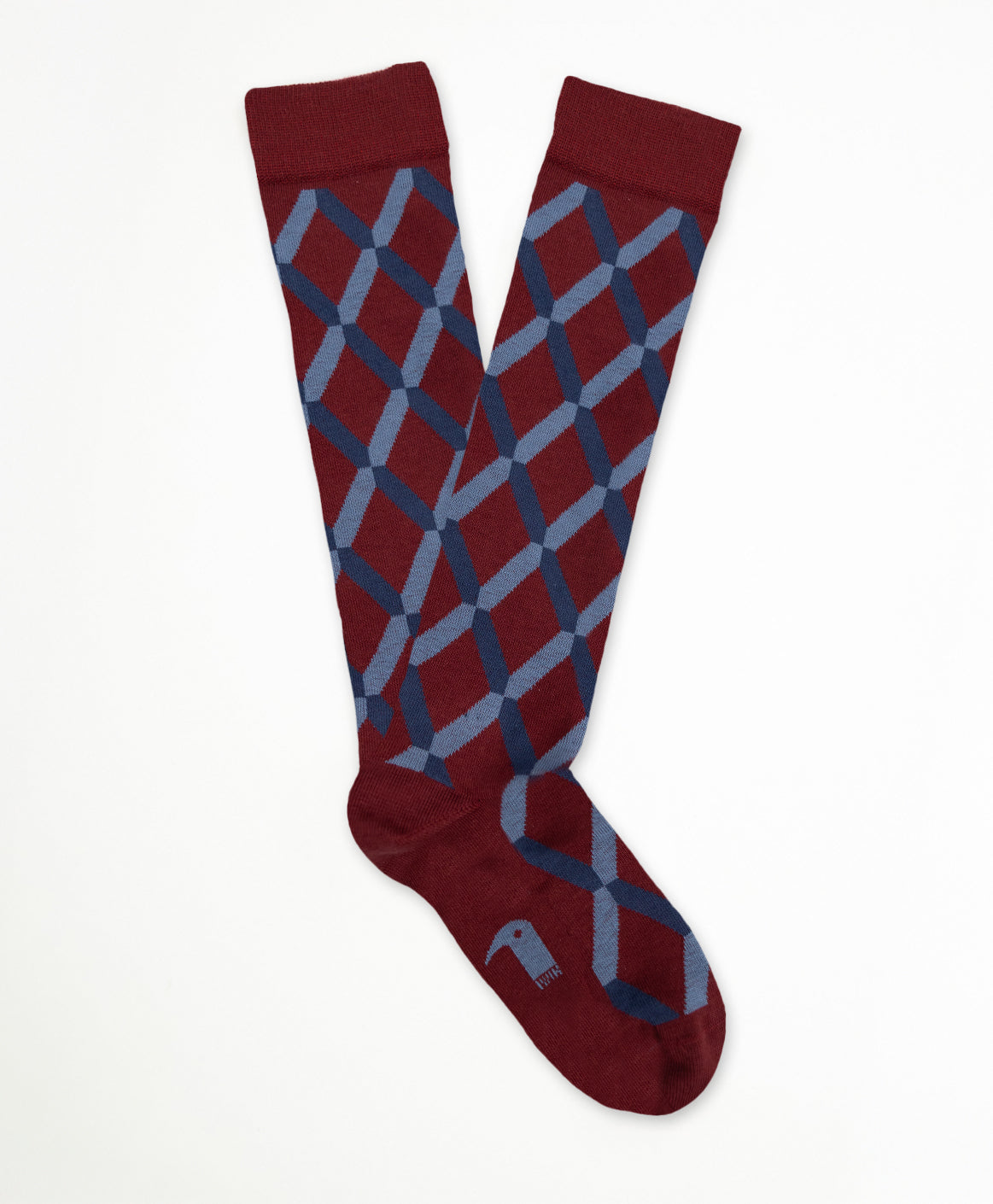 Calcetín Largo Geométrico Burdeos