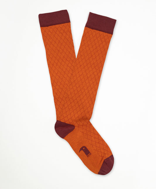 Calcetín Largo Rombos Naranja