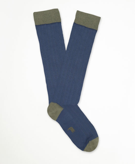 Ribbed Calcetín Largo Azul y Verde