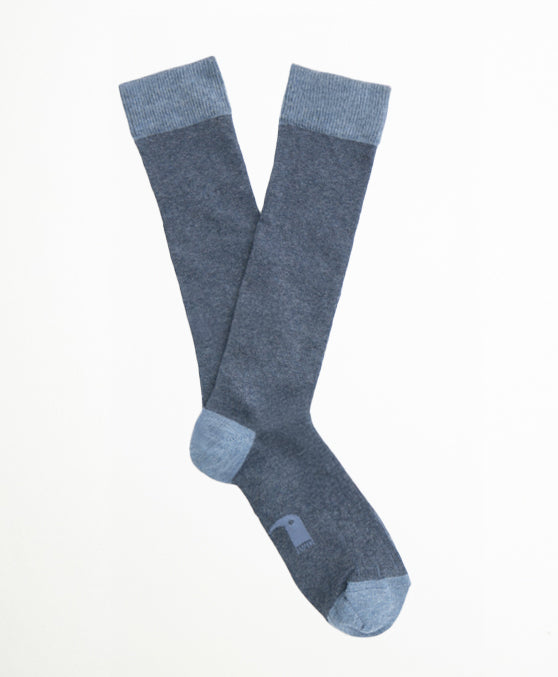 Ribbed Dark Denim Calcetín Largo canalé azul oscuro y azul