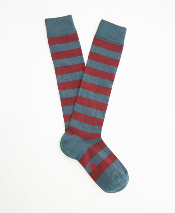 Stripes Burgundy Stargazer Calcetín Kids Largo Rayas petróleo y burdeos