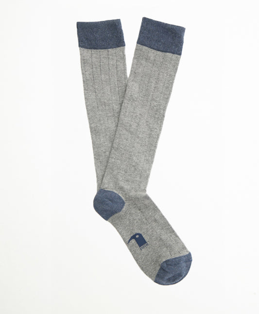 Ribbed Grey Blue Calcetín Largo canalé gris y azul