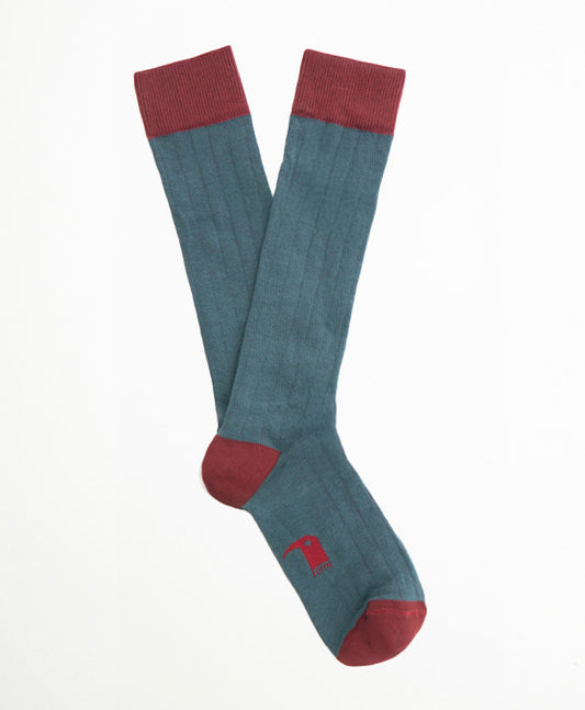 Ribbed Stargazer Calcetín Kids Largo canalé azul petróleo y burdeos