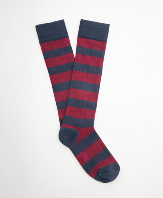 Stripes Burgundy Navy Calcetín Kids Largo Rayas Azul y burdeos