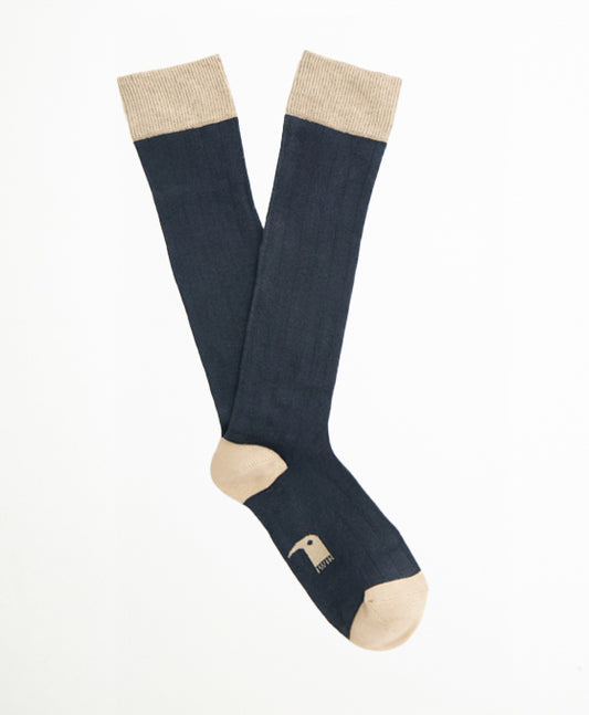 Ribbed Eclipse Largo canalé azul marino  y beige