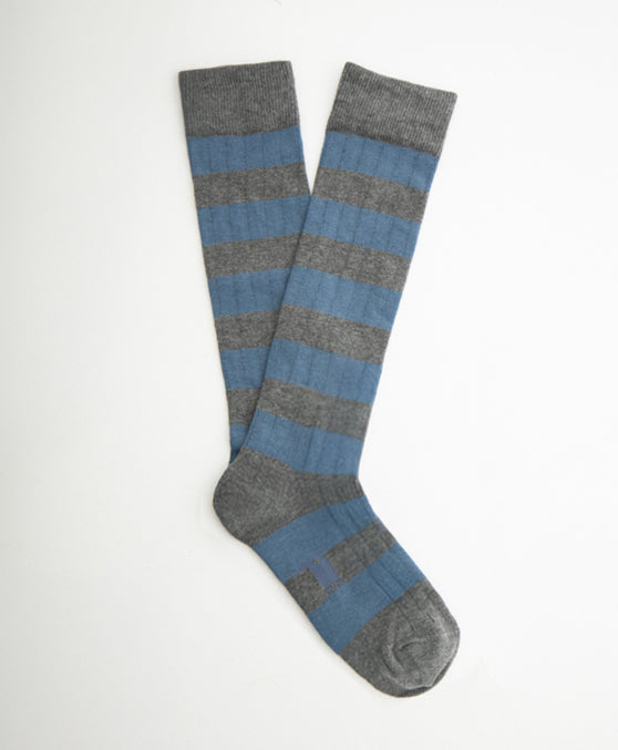 Stripes Blue Grey Calcetín Largo Rayas gris y azul