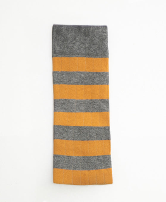 Stripes Mustard Grey Calcetín Kids Largo Rayas mostaza y gris