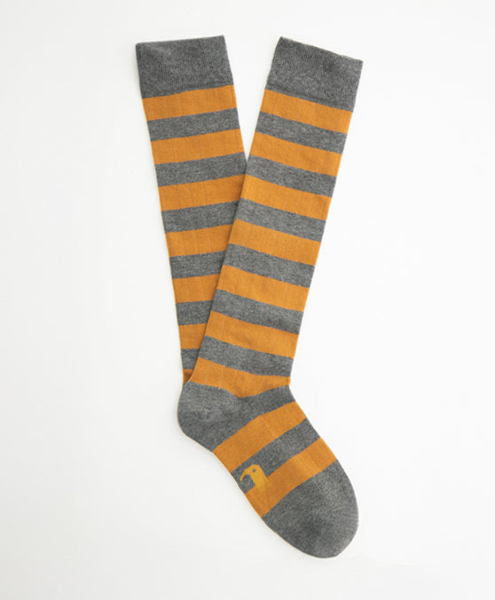 Stripes Mustard Grey Calcetín Kids Largo Rayas mostaza y gris