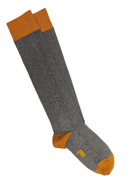 Calcetín KIDS largo canalé gris y mostaza