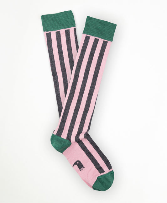Calcetín Largo rayas vertical Rosa Claro