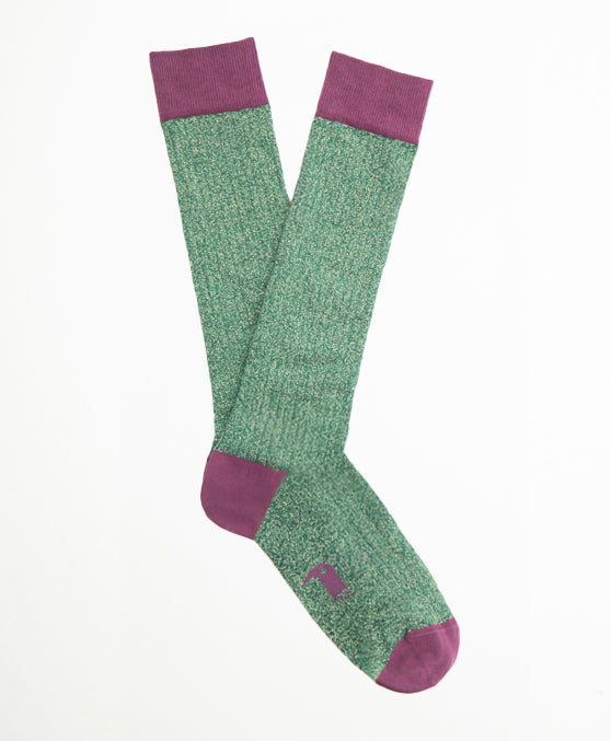 Calcetin Largo purpurina verde