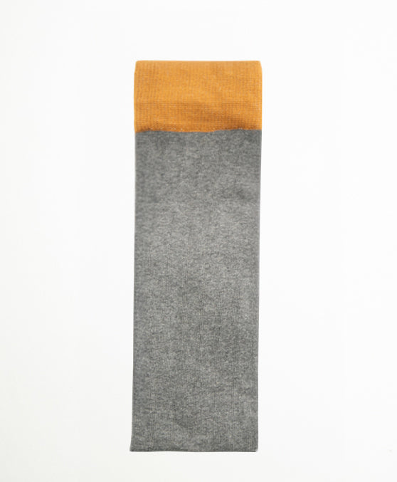 Ribbed Grey Calcetín Largo canalé gris y mostaza