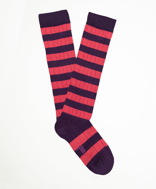Stripes Calcetín Largo Rayas Rosa y Morado