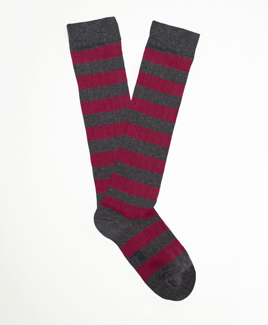 Stripes Calcetín Largo Burdeos y Gris