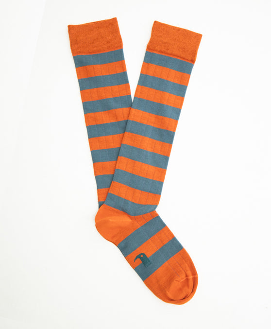 Stripes Orange Blue Calcetín Largo Rayas naranja y azul