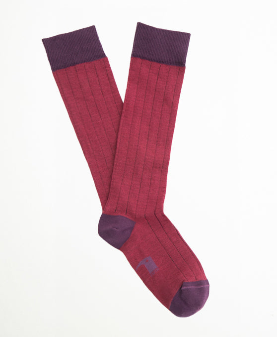 Ribbed Purple Calcetín Largo canalé tonos guinda