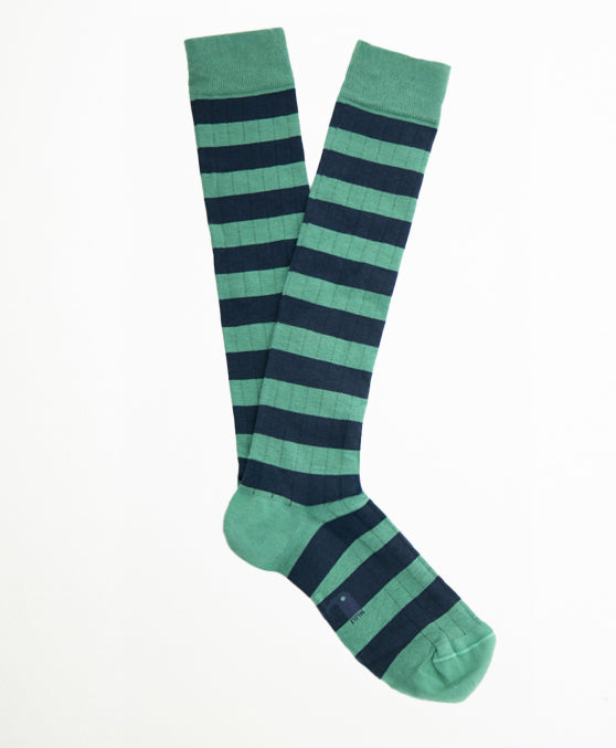 Stripes Green Blue Calcetin Largo Rayas verde agua y azul oscuro