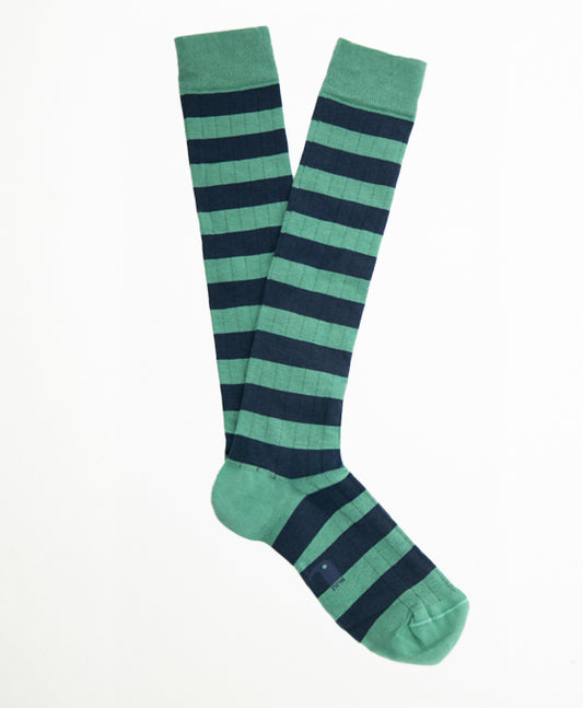 Stripes Green Blue Calcetin Largo Rayas verde agua y azul oscuro