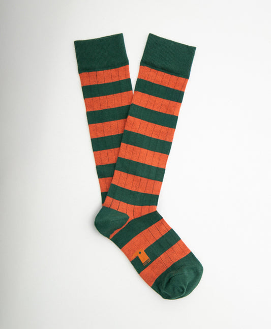 Stripes Green Orange Calcetin Largo Rayas naranja y verde
