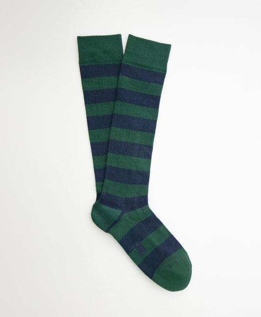 Stripes Dark Green Blue Calcetín Kids Largo Rayas Verde y azul