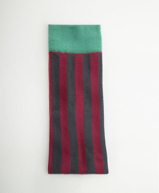 Calcetin Largo raya vertical gris y rosa